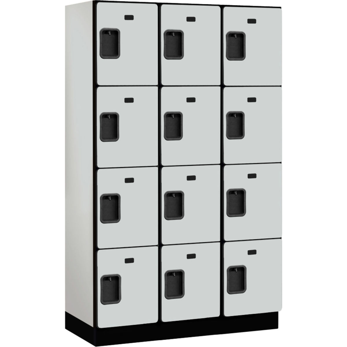B2177582 Assembled Four Tier 12 Door Extra Wide Wood Locker, Gray - 15 x 18 x 18 in.