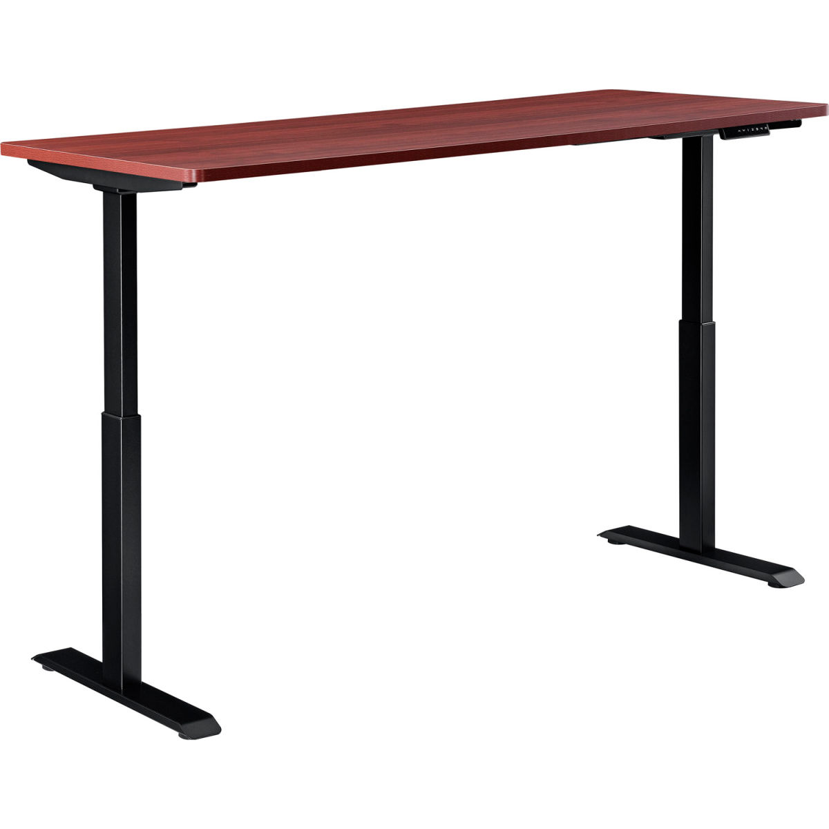 Global Industrial 695780MH Interion Electric Height Adjustable Table with Black Base, Mahogany - 60 x 30 in.