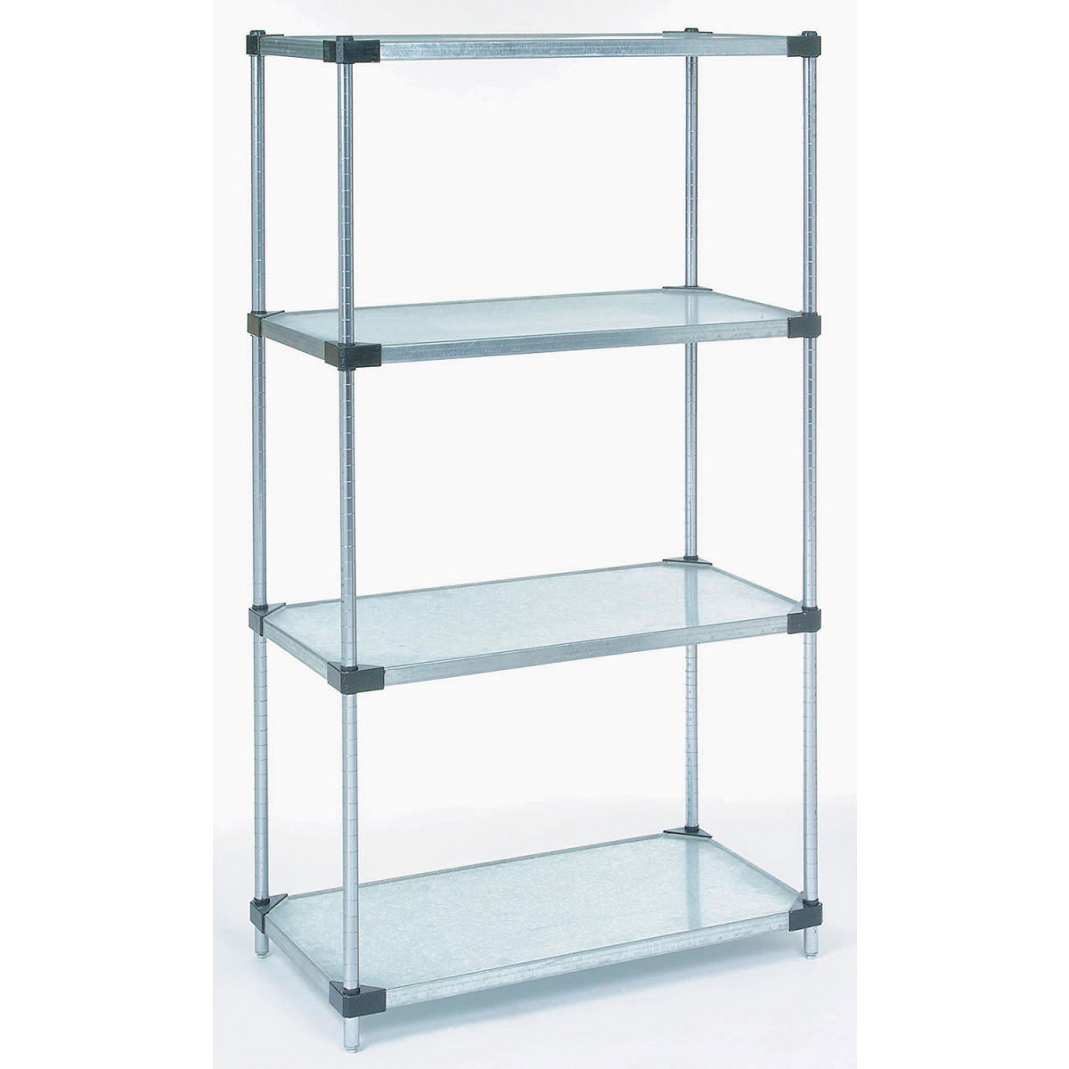 Global Industrial B2679476 Nexel 4 Tier Starter Unit, Solid Galvanized Steel Shelving - 24 x 24 x 54 in.
