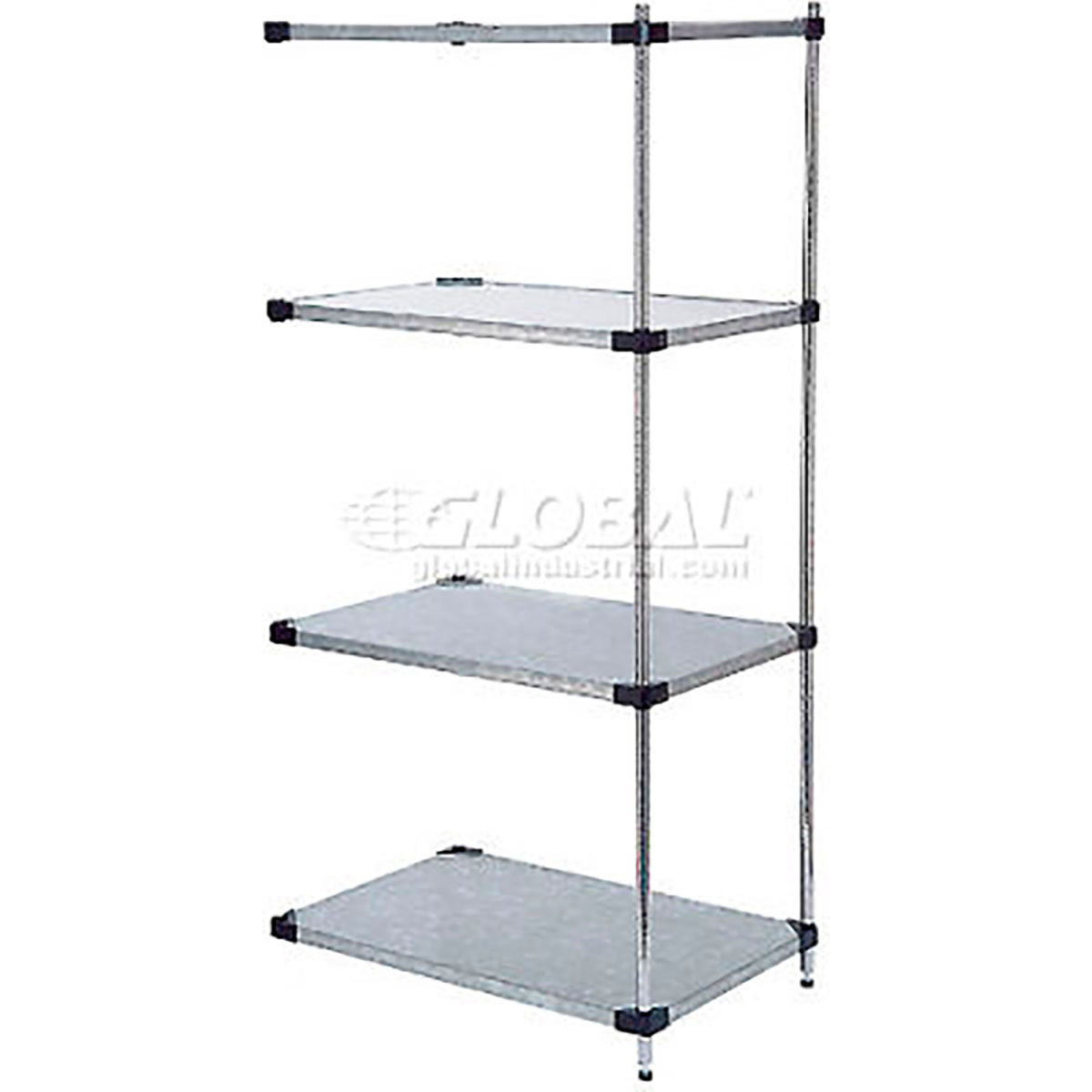 Global Industrial B2679495 Nexel 4 Tier Add-On Unit, Solid Galvanized Steel Shelving - 54 x 24 x 63 in.
