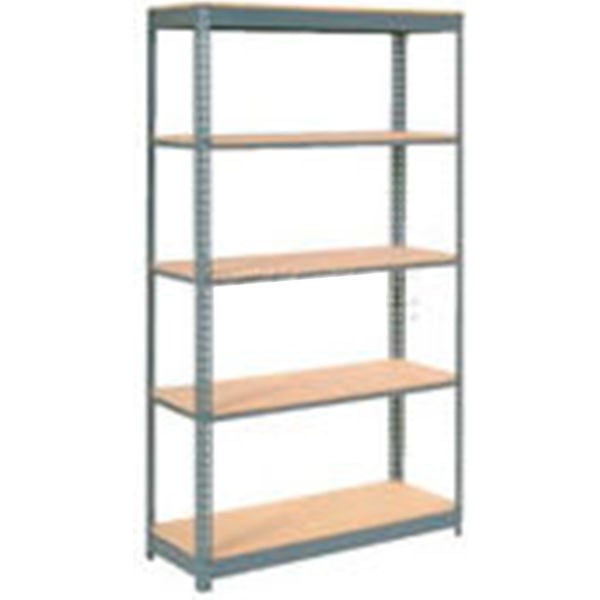 Global Industrial B2297638 Heavy Duty Shelving with 5 Shelves & Wood Deck - Gray - 48 x 18 x 96 in.