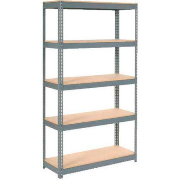 Global Industrial B2297333 Extra Heavy Duty Shelving with 5 Shelves & Wood Deck - Gray - 48 x 18 x 96 in.