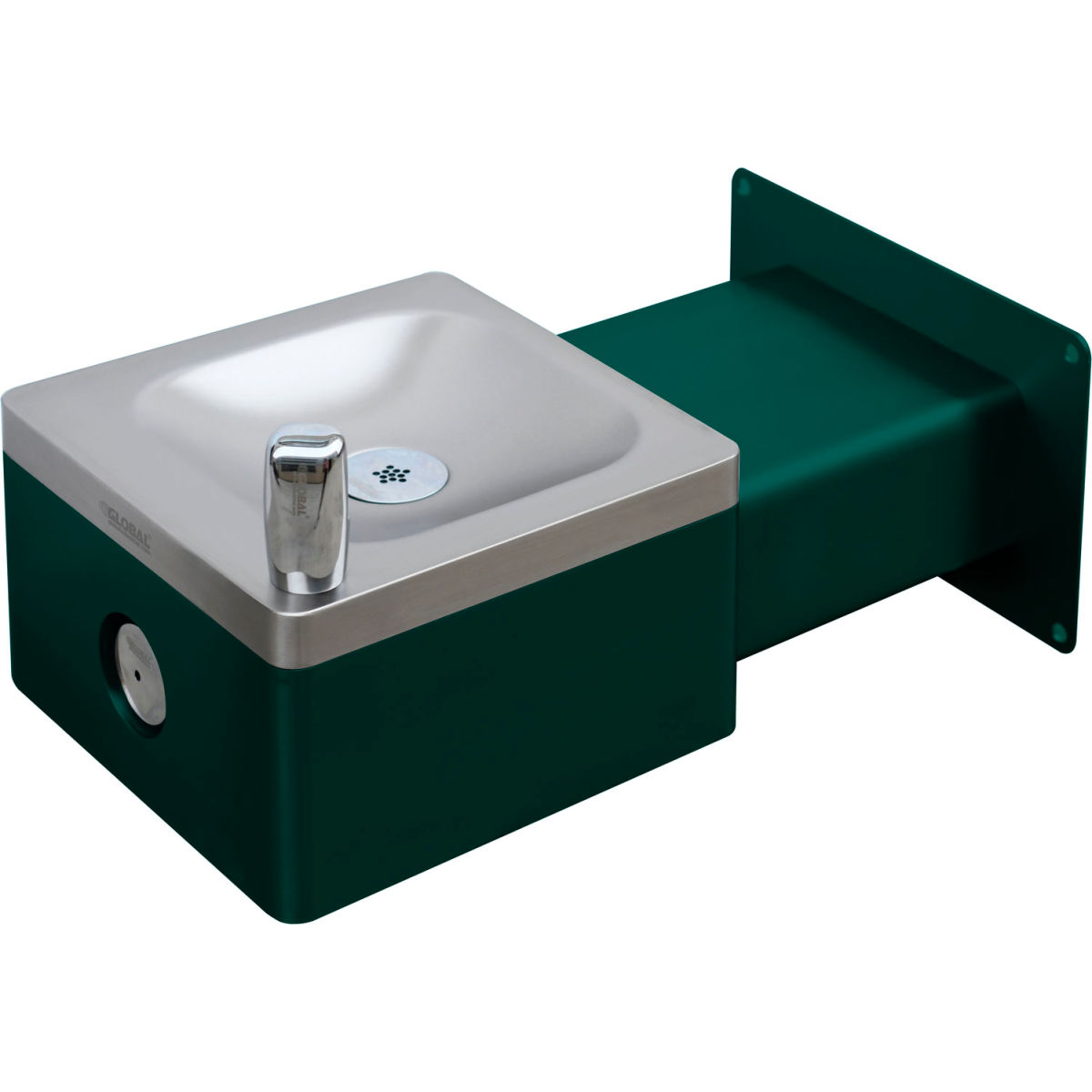 Outdoor Wall Mounted Drinking Fountain, Green