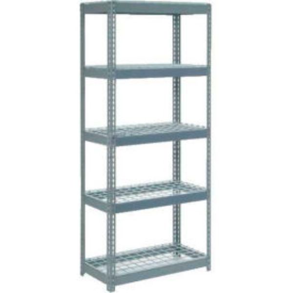 Global Industrial B2297007 Extra Heavy Duty Shelving with 5 Shelves & Wire Deck - Gray - 36 x 18 x 84 in.