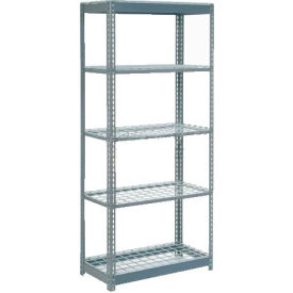 Heavy Duty Shelving with 5 Shelves & Wire Deck - Gray - 36 x 12 x 84 in.