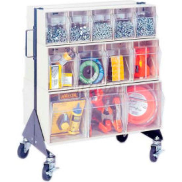 240921WH 24 in. QFS224-24 Plus QFS400 Double Sided Mobile Tip Out Bin Floor Stand, White