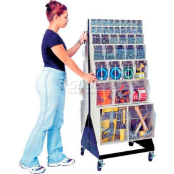 240922WH 48 in. QFS248-76 Plus QFS400 Double Sided Mobile Tip Out Bin Floor Stand, White