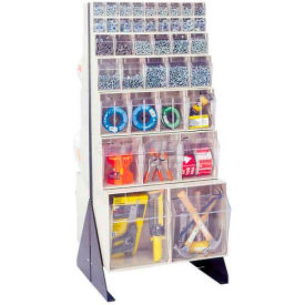 48 in. QFS248-76 Double Sided Tip Out Bin Floor Stand, White