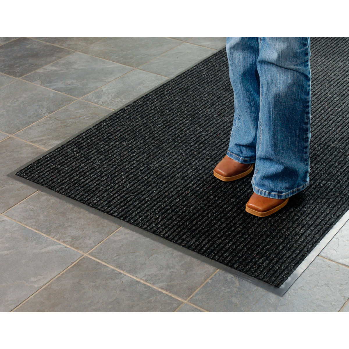 0.37 in. & 6 x 60 ft. Brush & Clean Entrance Mat - Charcoal