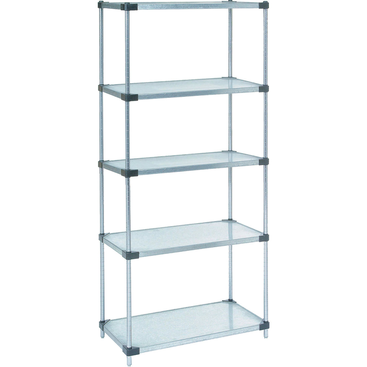 Global Industrial B2679509 Nexel 5 Tier Starter Unit, Solid Galvanized Steel Shelving - 24 x 24 x 63 in.