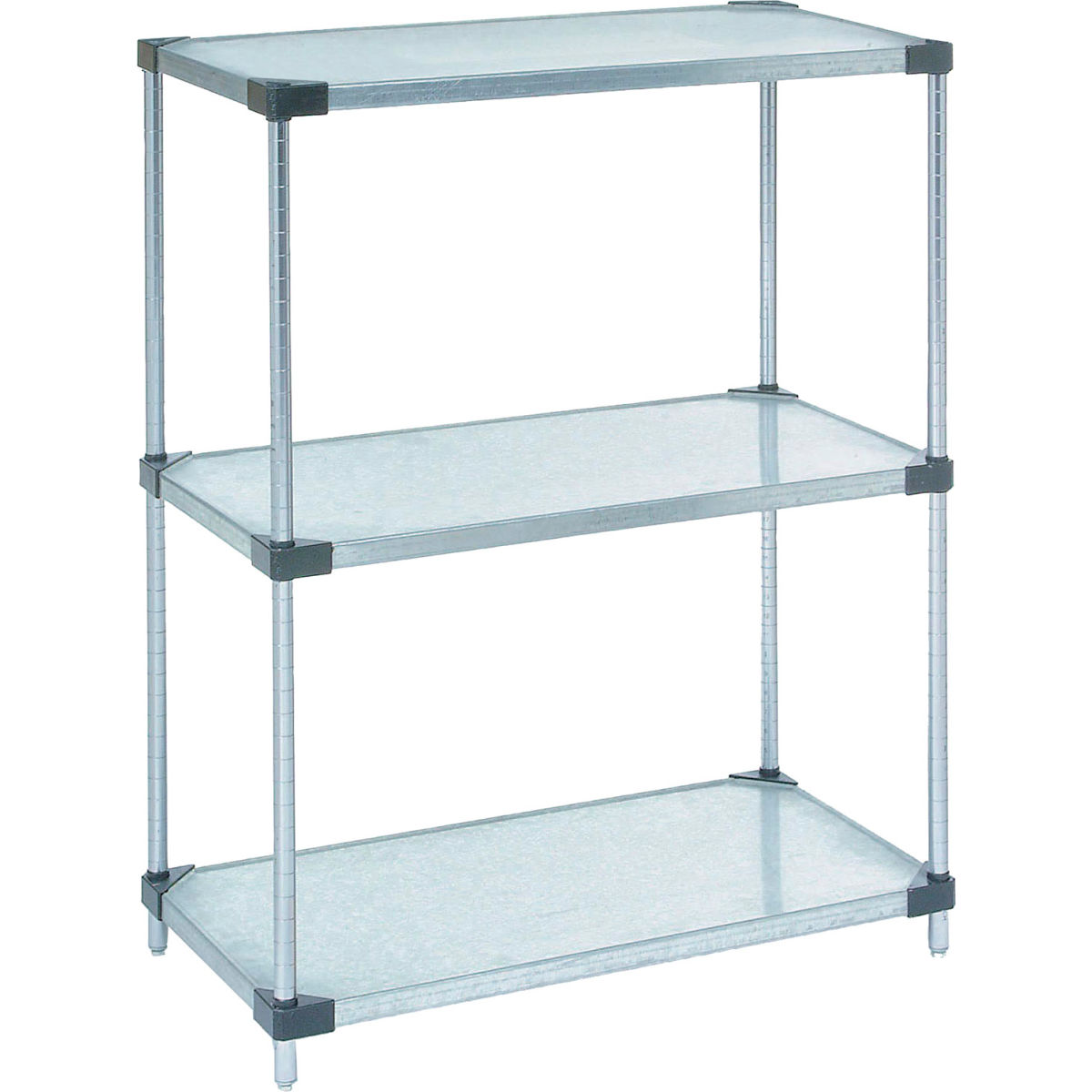 Global Industrial B2679512 Nexel 3 Tier Starter Unit, Solid Galvanized Steel Shelving - 48 x 18 x 34 in.