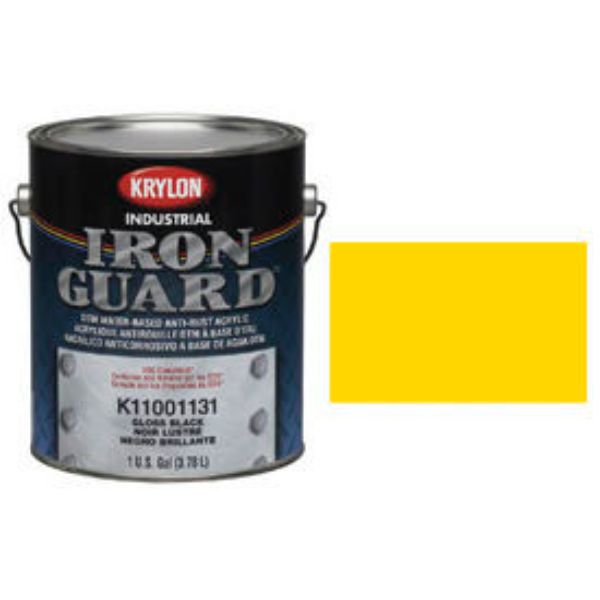 Interior/Exterior Paint, Glossy, Water Base, Yellow, 1 gal