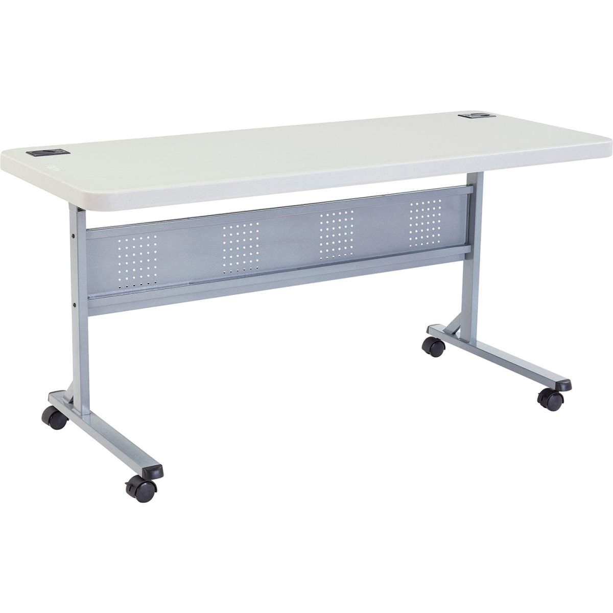 695740 72 x 24 in. Interion Blow Molded Foldable Training Table - White -  National Public Seating