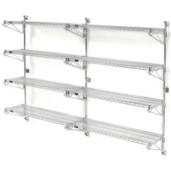 Global Industrial B1136999G 63 x 54 x 18 in. Nexel Poly Green Epoxy Wall Mount 4-Shelf Add-On Wire Shelving