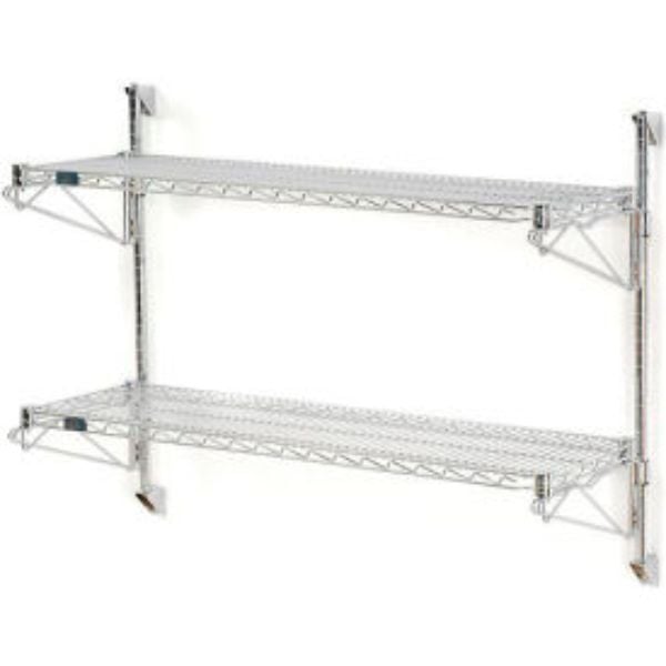 34 x 60 x 14 in. Nexel Poly Green Epoxy Wall Mount 2-Shelf Starter Wire Shelving