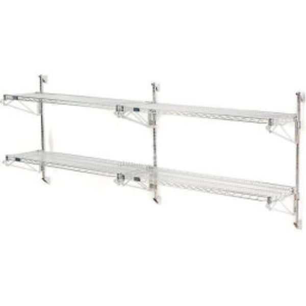 34 x 54 x 14 in. Nexel Poly Green Epoxy Wall Mount 2-Shelf Add-On Wire Shelving