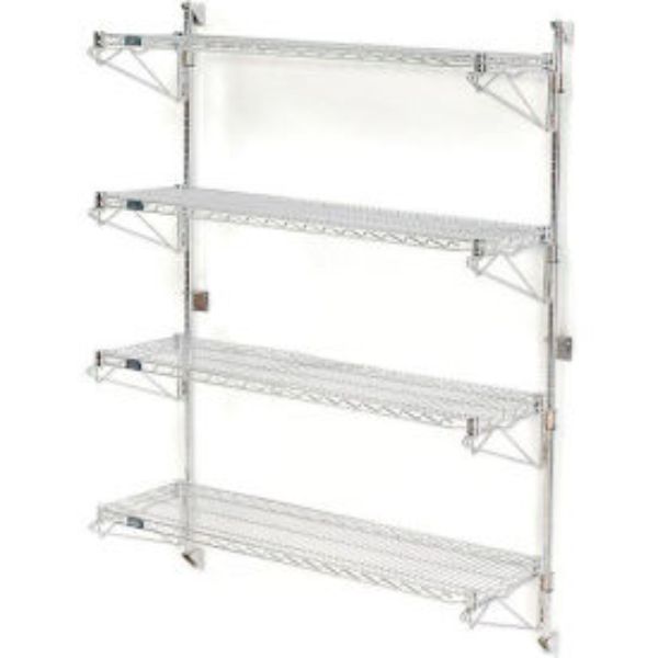 Nexel 4-Shelf Wall Mount Wire Shelving - Green Epoxy - 63in. x 48in. x 18in. - Adjustable