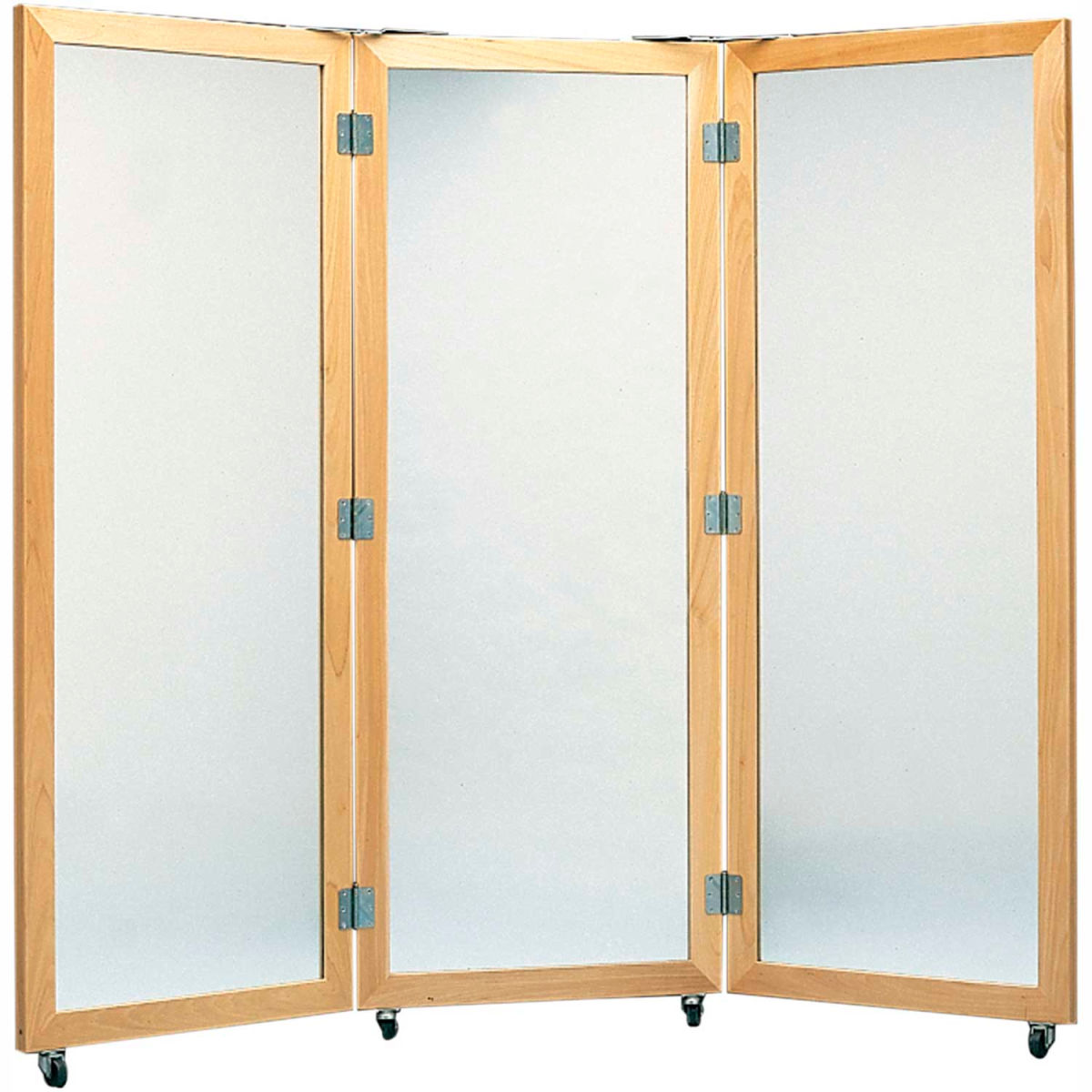 Picture of Fabrication Enterprises B2140456 Plate Glass Mirror with Mobile Caster Base&#44; 3-Panel - 28 x 75 in.