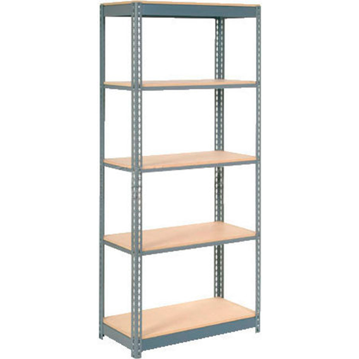 Global Industrial B2297444 Heavy Duty Shelving with 5 Shelves & Wood Deck - Gray - 48 x 18 x 84 in.