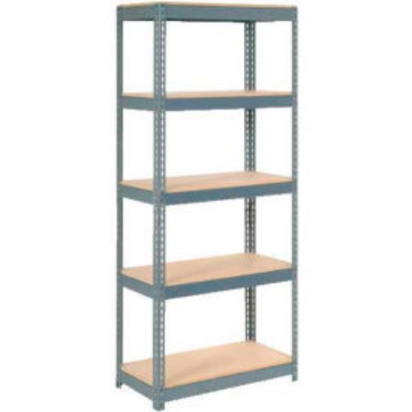 Global Industrial B2297340 Extra Heavy Duty Shelving with 5 Shelves & Wood Deck - Gray - 36 x 18 x 84 in.