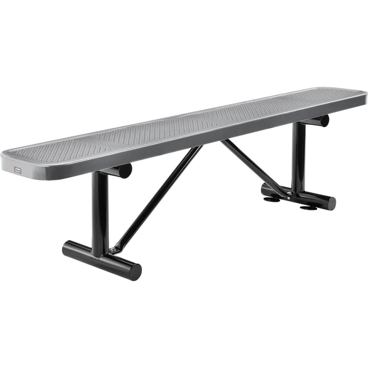 6 ft. Outdoor Steel Flat Bench with Perforated Metal - Gray