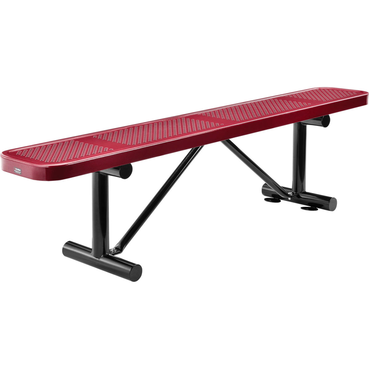 6 ft. Outdoor Steel Flat Bench with Perforated Metal - Red