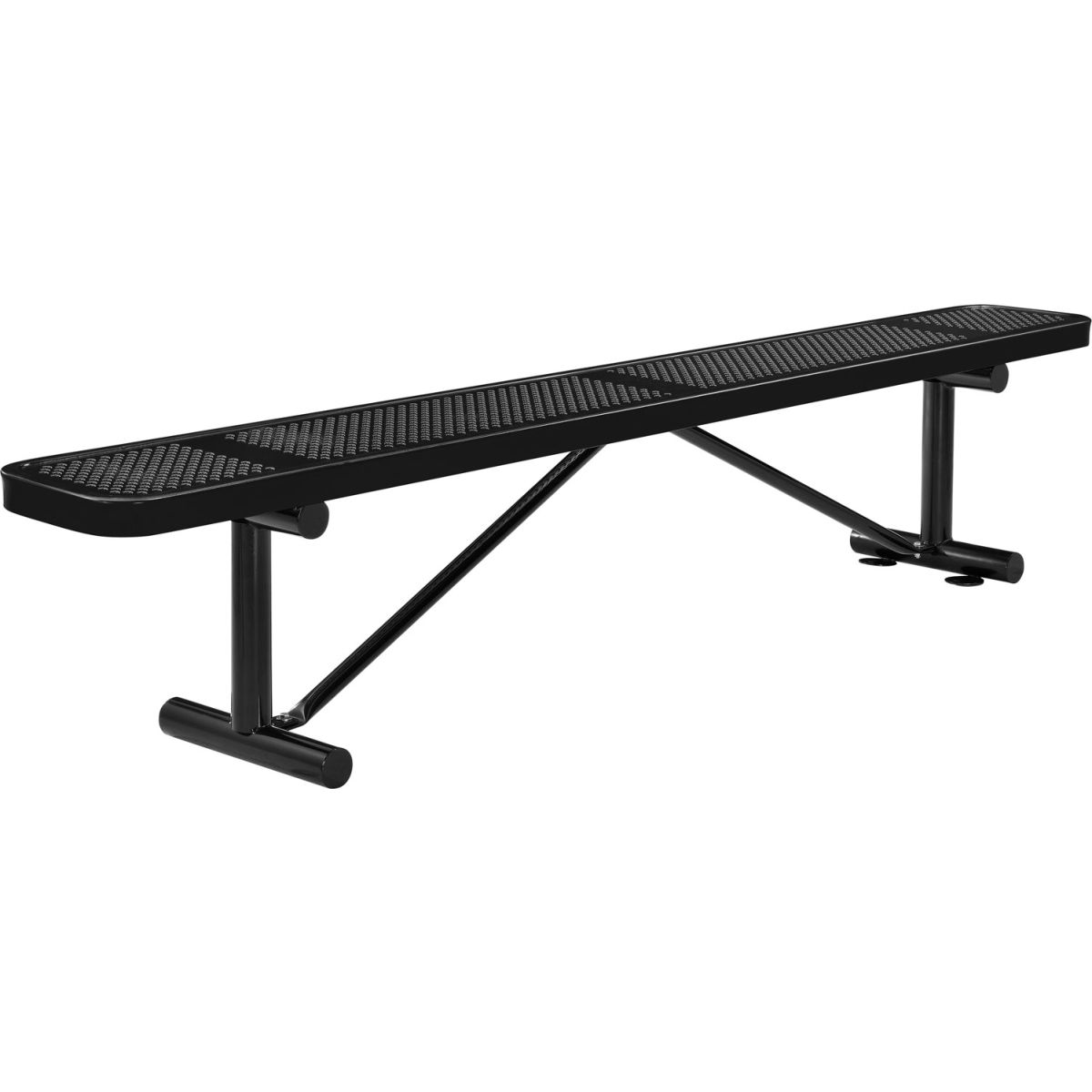 8 ft. Outdoor Steel Flat Bench with Perforated Metal - Black
