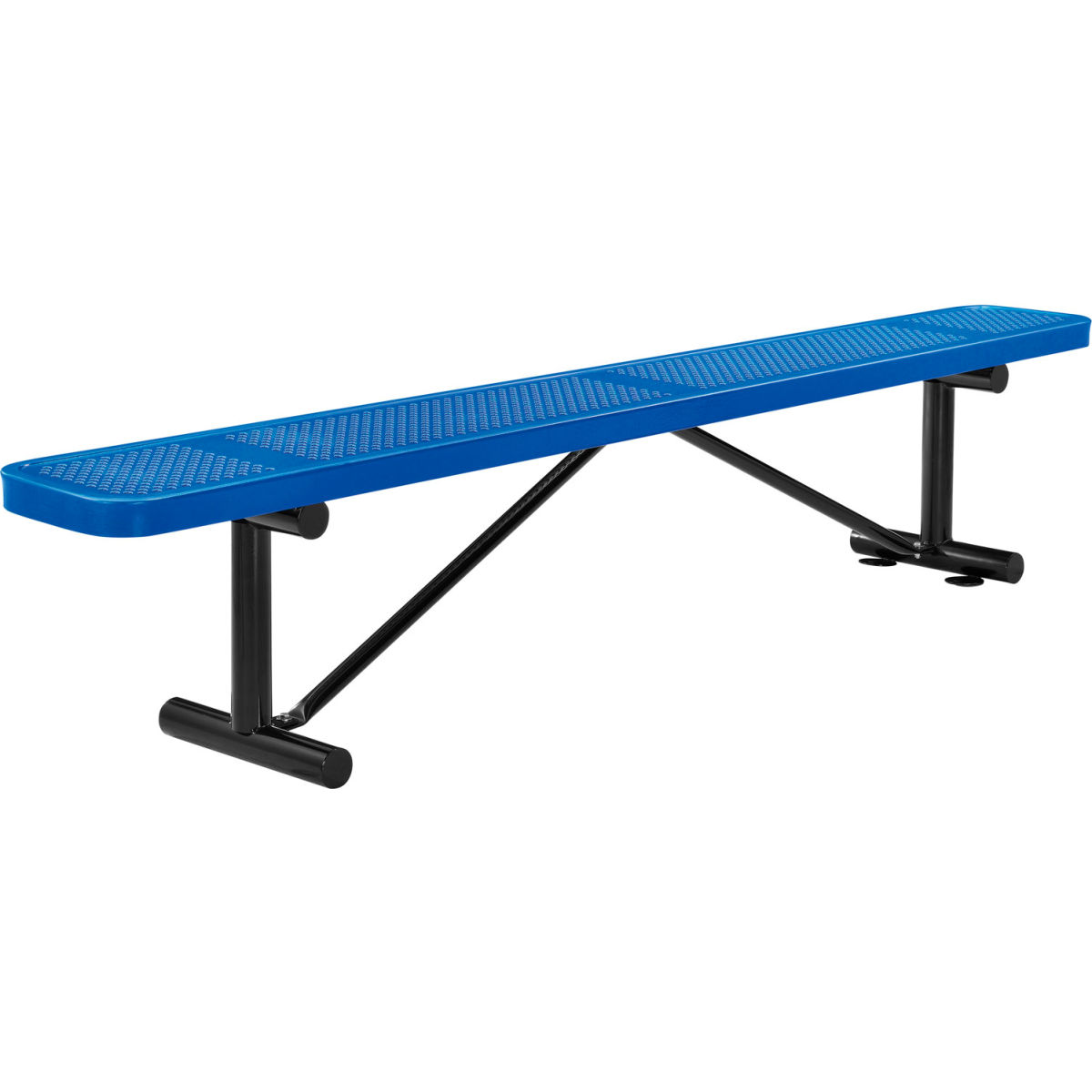 8 ft. Outdoor Steel Flat Bench with Perforated Metal - Blue