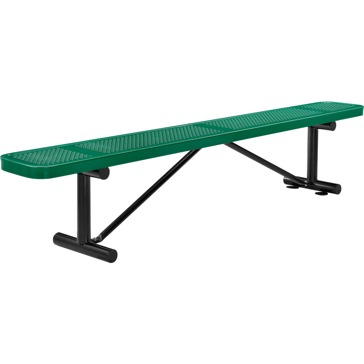8 ft. Outdoor Steel Flat Bench with Perforated Metal - Green