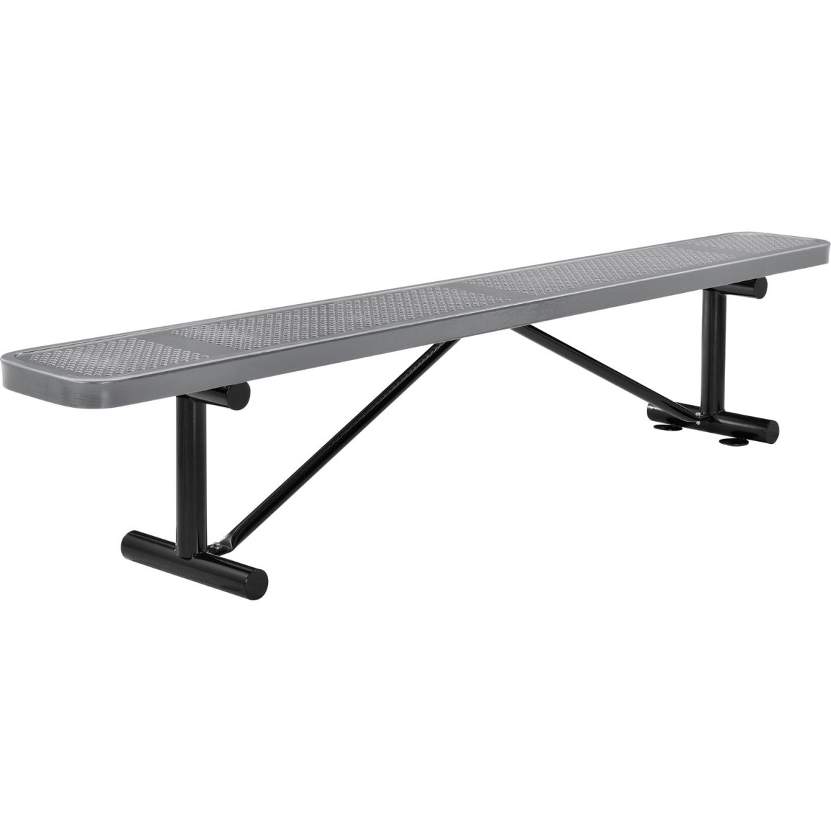 8 ft. Outdoor Steel Flat Bench with Perforated Metal - Gray