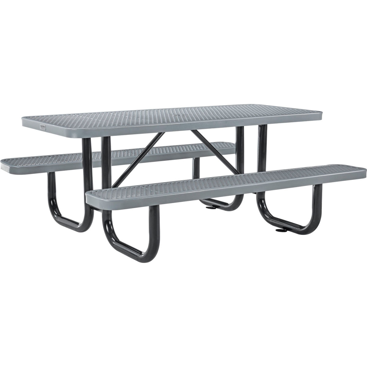 Outdoor Steel Picnic Table - Gray - 6 ft - Expanded Metal Design