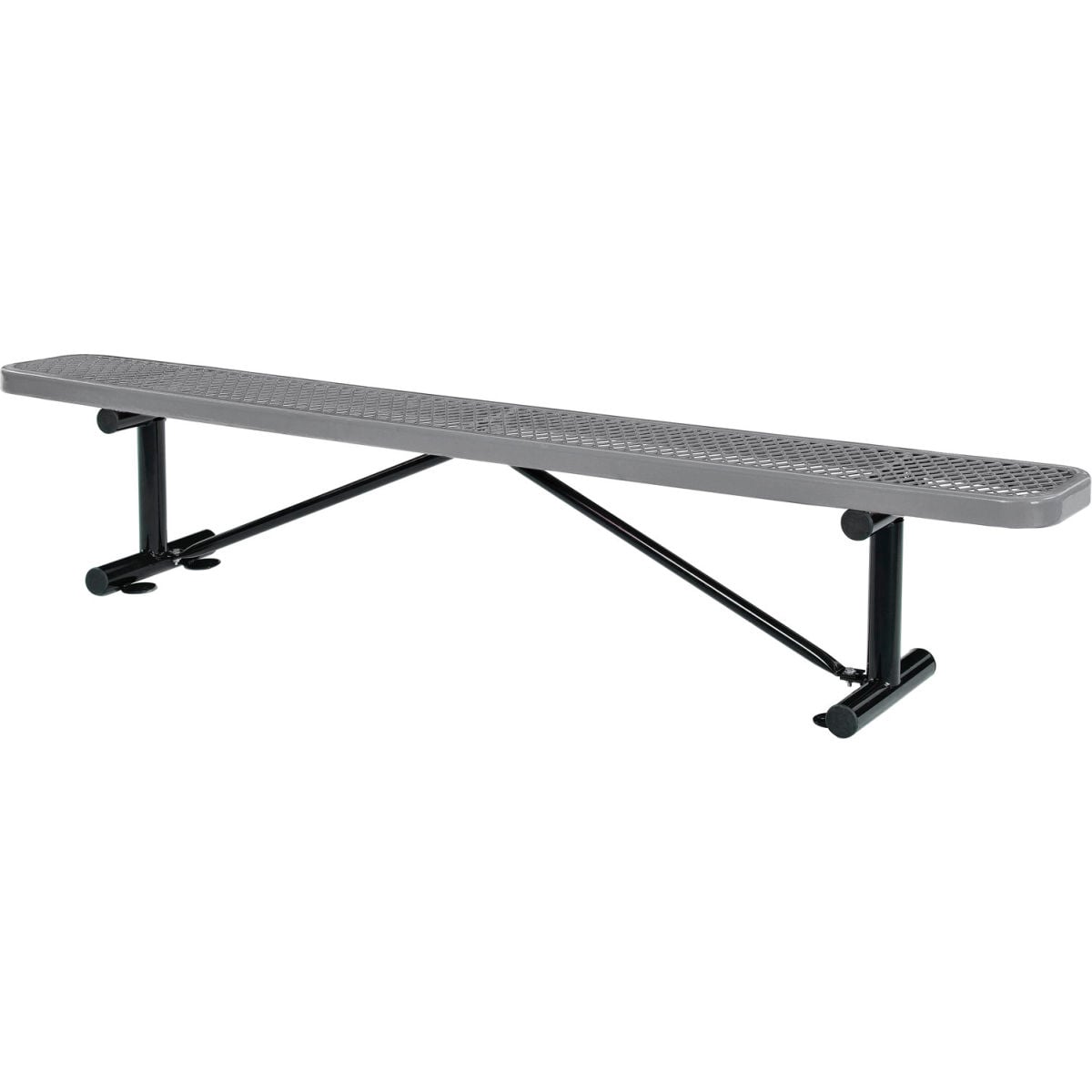 8 ft. Outdoor Steel Flat Bench with Expanded Metal - Gray