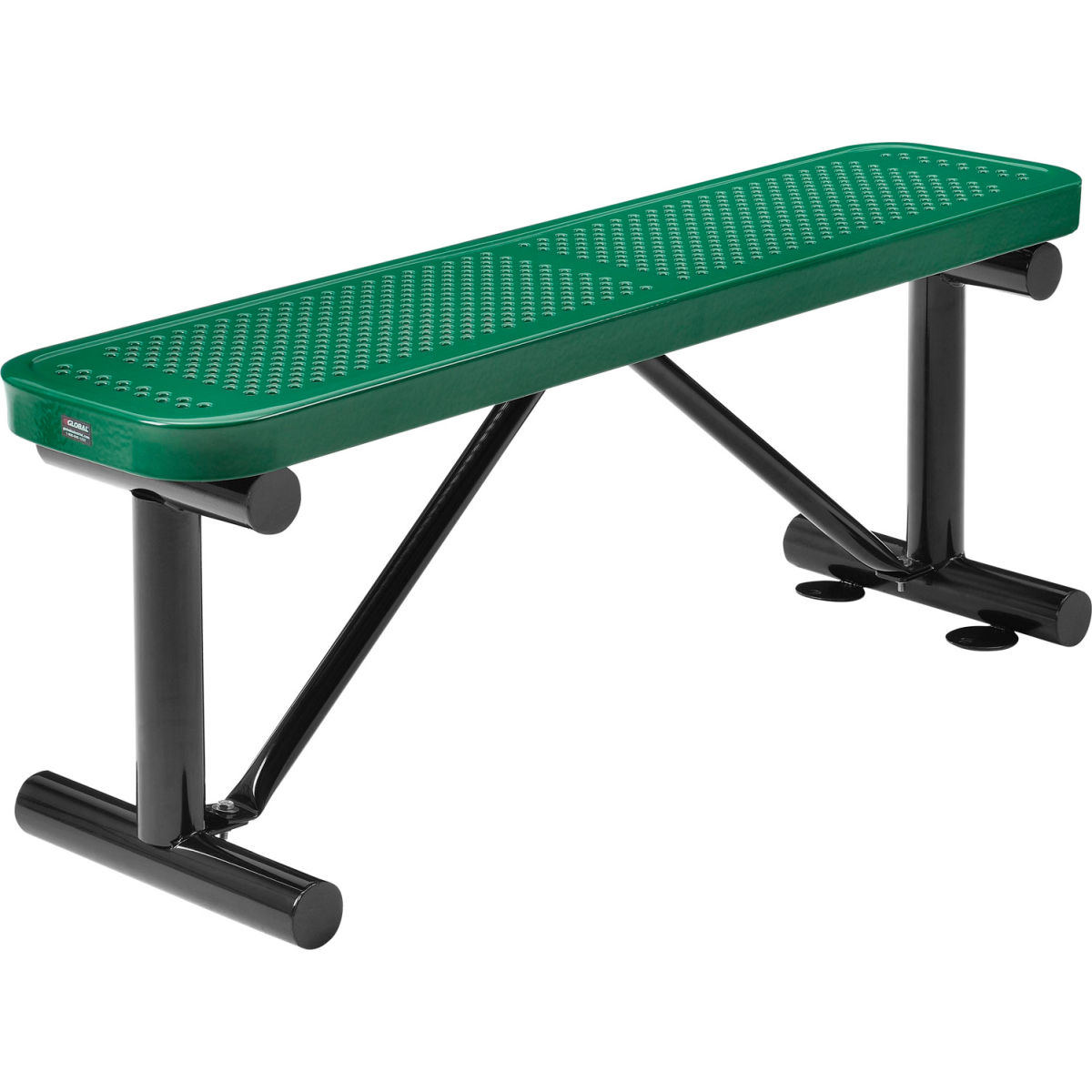 4 ft. Outdoor Steel Flat Bench with Perforated Metal - Green