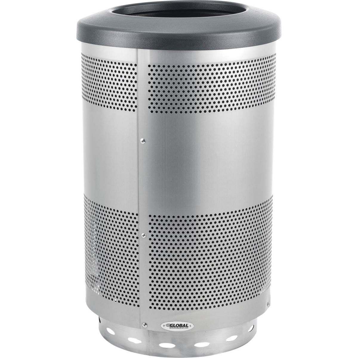 55 gal Perforated Stainless Steel Round Trash Can