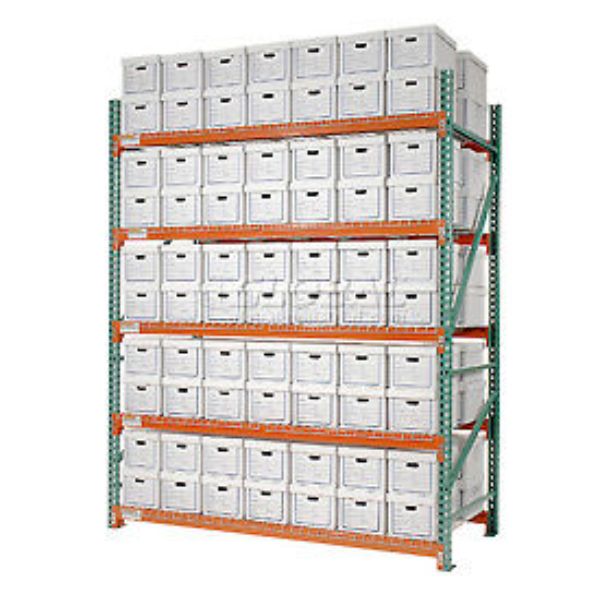 96 x 120 x 48 in. Record Starter Storage Rack with Polyethylene Box, Gray