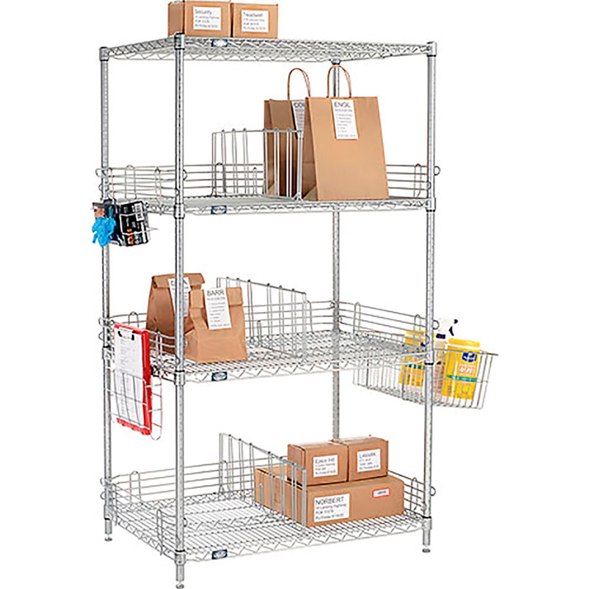 Nexelate Silver Epoxy To Go Rack - 63 x 54 x 18 in. - 4 Wire Shelves - NSF Approved