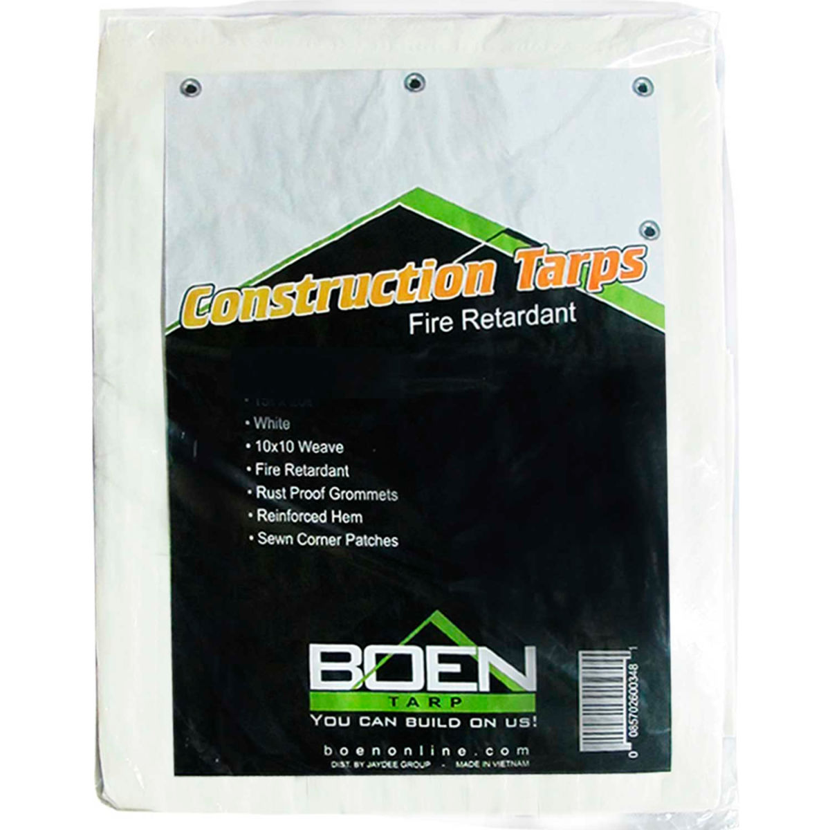 B1501744 CT-3040 BOEN Fire Retardant Construction Tarp, 10 x 10 Weave - 30 x 40 ft.