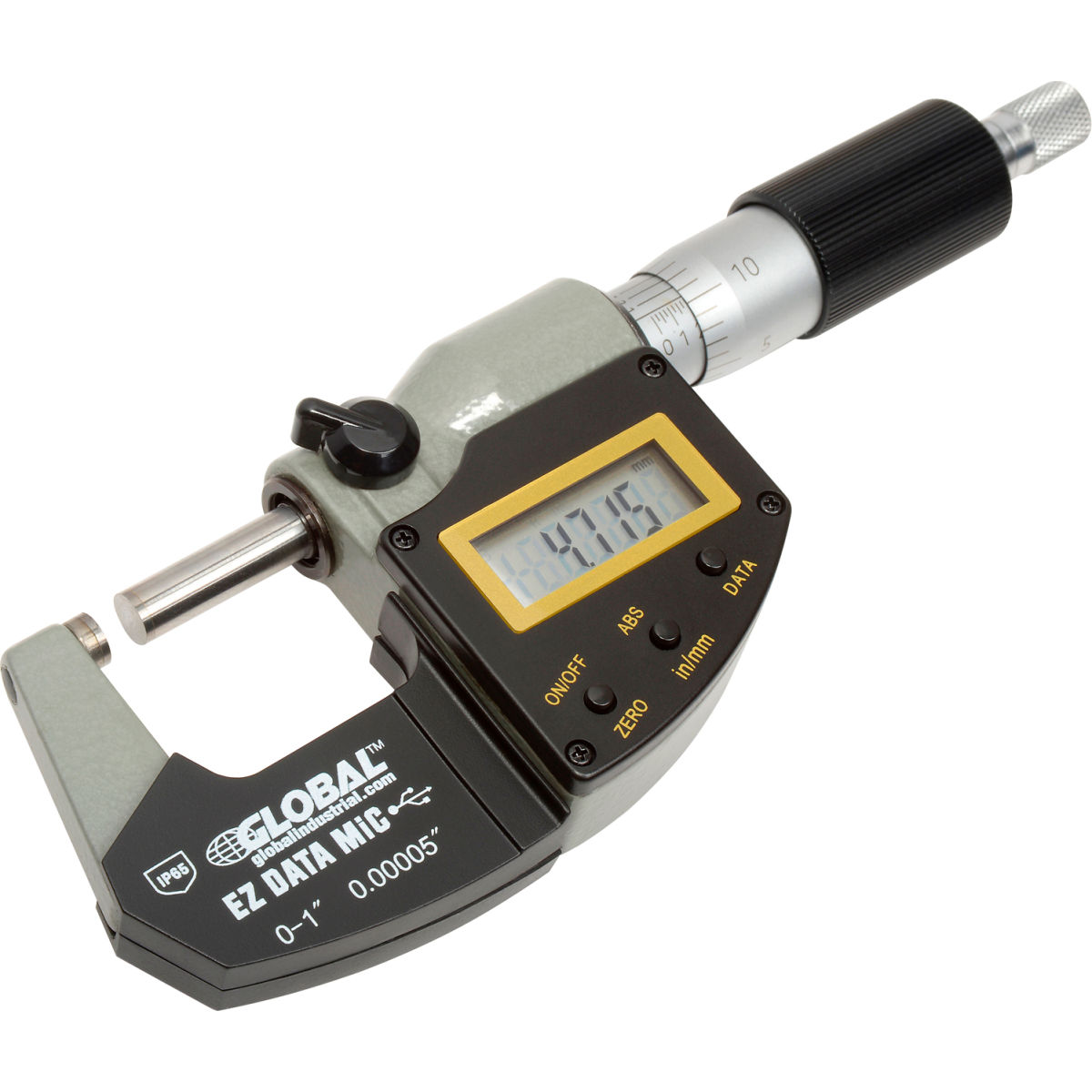 Global Industrial 0-1 in. & 25.4 mm Twin Force IP65 Digital Electronic & Analog Micrometer