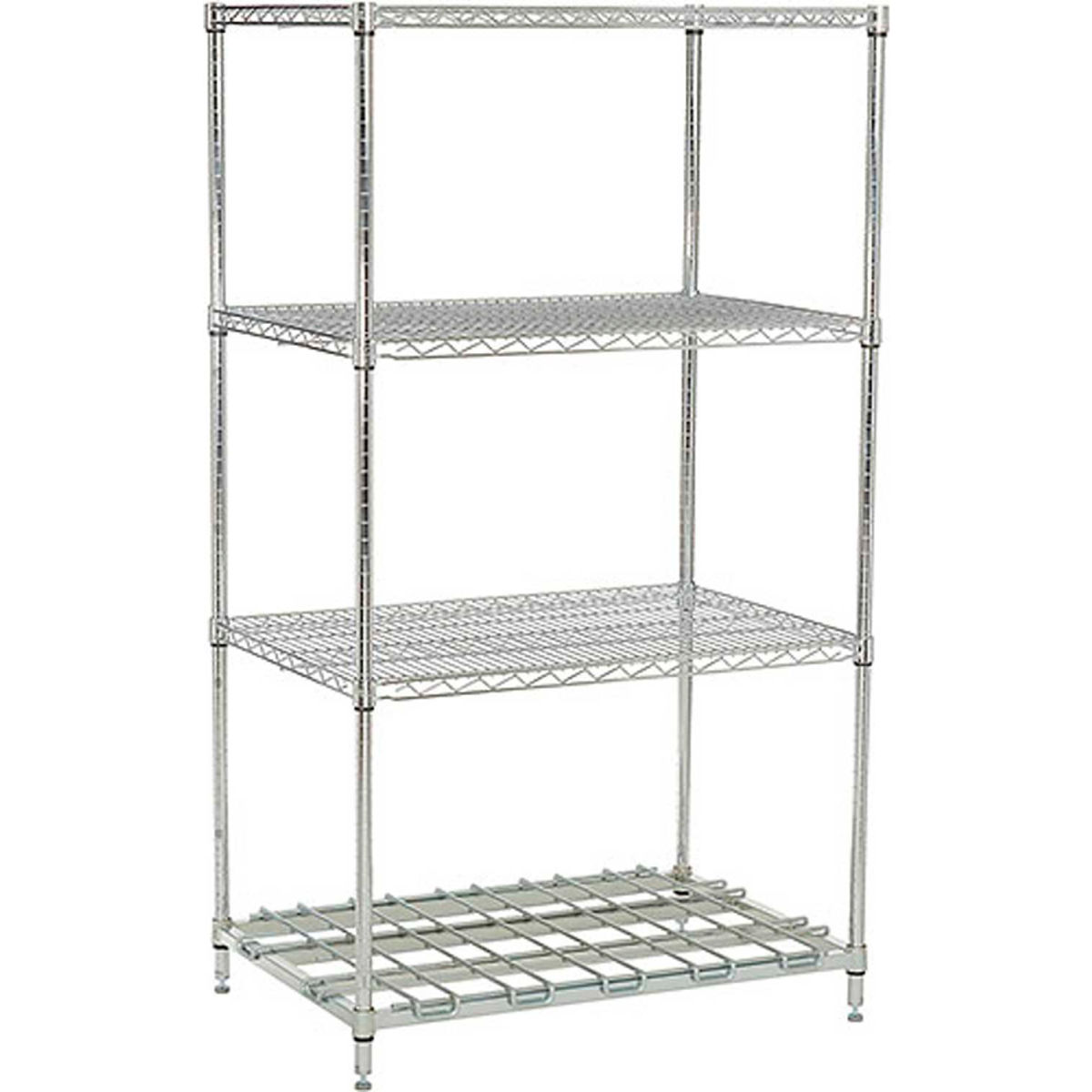 Global Industrial 183681DSN 86 x 36 x 18 in. Nexelon Blue Epoxy Starter Unit Wire Shelving with 1 Dunnage Shelf