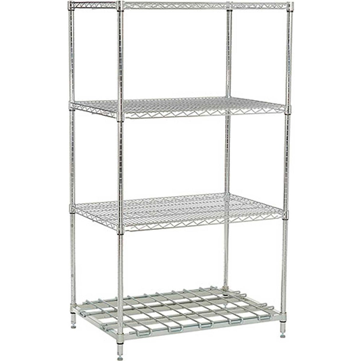 74 x 30 x 24 in. Nexelon Blue Epoxy Starter Unit Wire Shelving with 1 Dunnage Shelf