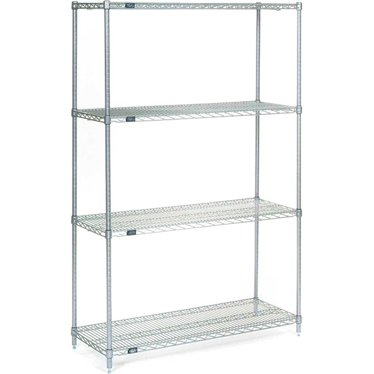 Nexel Stainless Steel Starter Wire Shelving - Silver - 63 x 24 x 21 in. - Set of 5 Shelves - Electro Polished Finish