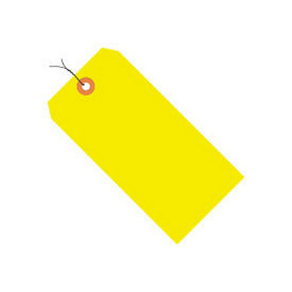 Shipping Tags, Pre Wired, No 8, 6-1/4"L x 3-1/8"W, Fluorescent Yellow, 1000/Pack