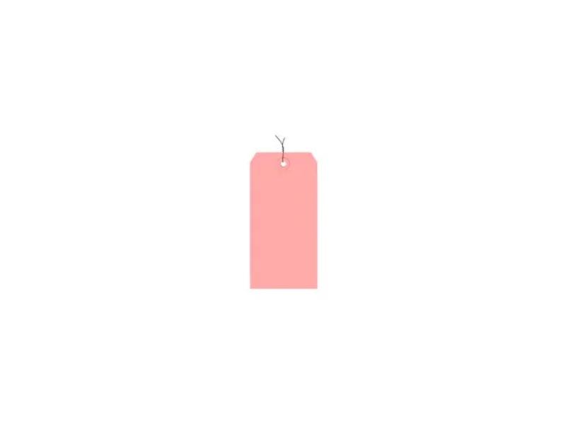 Shipping Tags, Pre Wired, No 8, 6-1/4"L x 3-1/8"W, Pink, 1000/Pack