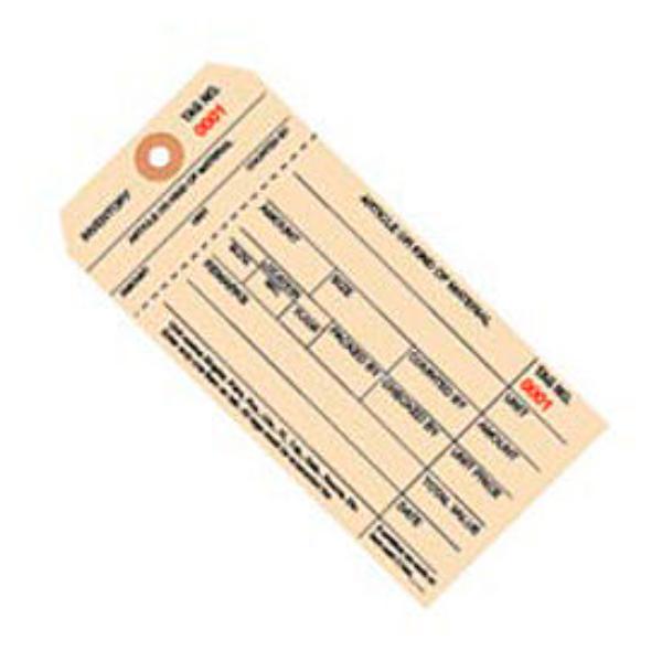 1 Part Stub Style Inventory Tags, 1000-1999, No 8, 6-1/4"L x 3-1/8"W, 1000/Pack