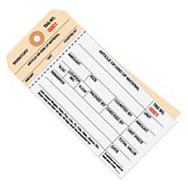 2 Part Carbonless Stub Style Inventory Tags, 2000-2499, No 8, 6-1/4"L x 3-1/8"W, 500/Pack