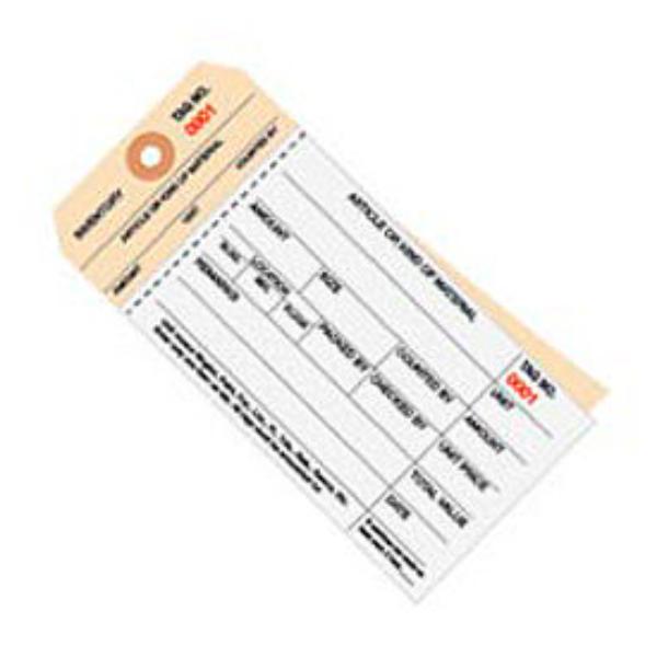 B43396 2 Part Carbonless Stub Style 3000 - 3499 Inventory Tag, White & Manila - Pack of 500