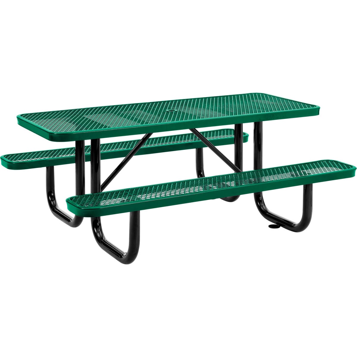 6 ft. Rectangular Outdoor Steel & Expanded Metal Picnic Table, Green