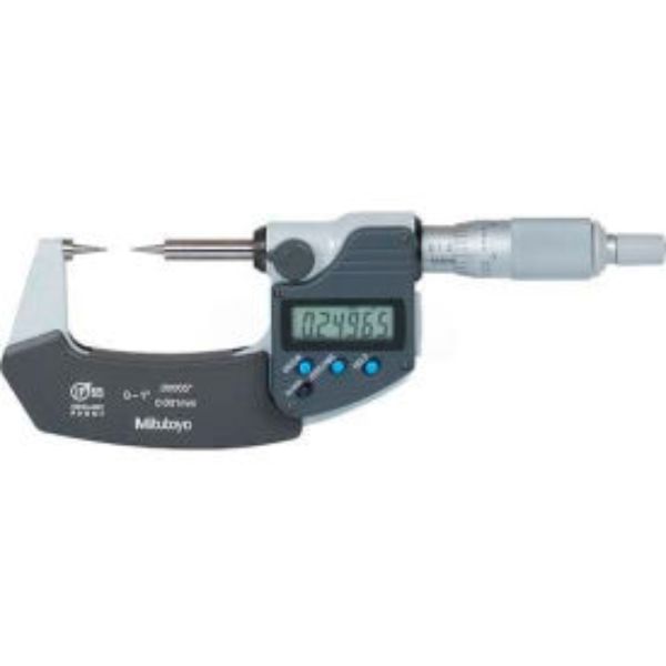 Picture of Mitutoyo America B611566 342-351-30 Digimatic 0-1 in. & 25.4 mm Point Anvil Micrometer Data Output & Ratchet Stop Thimble