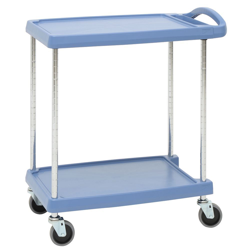 Utility Cart with Chrome Posts, 2 Shelf - Blue - 31.5 x 18.31 in.