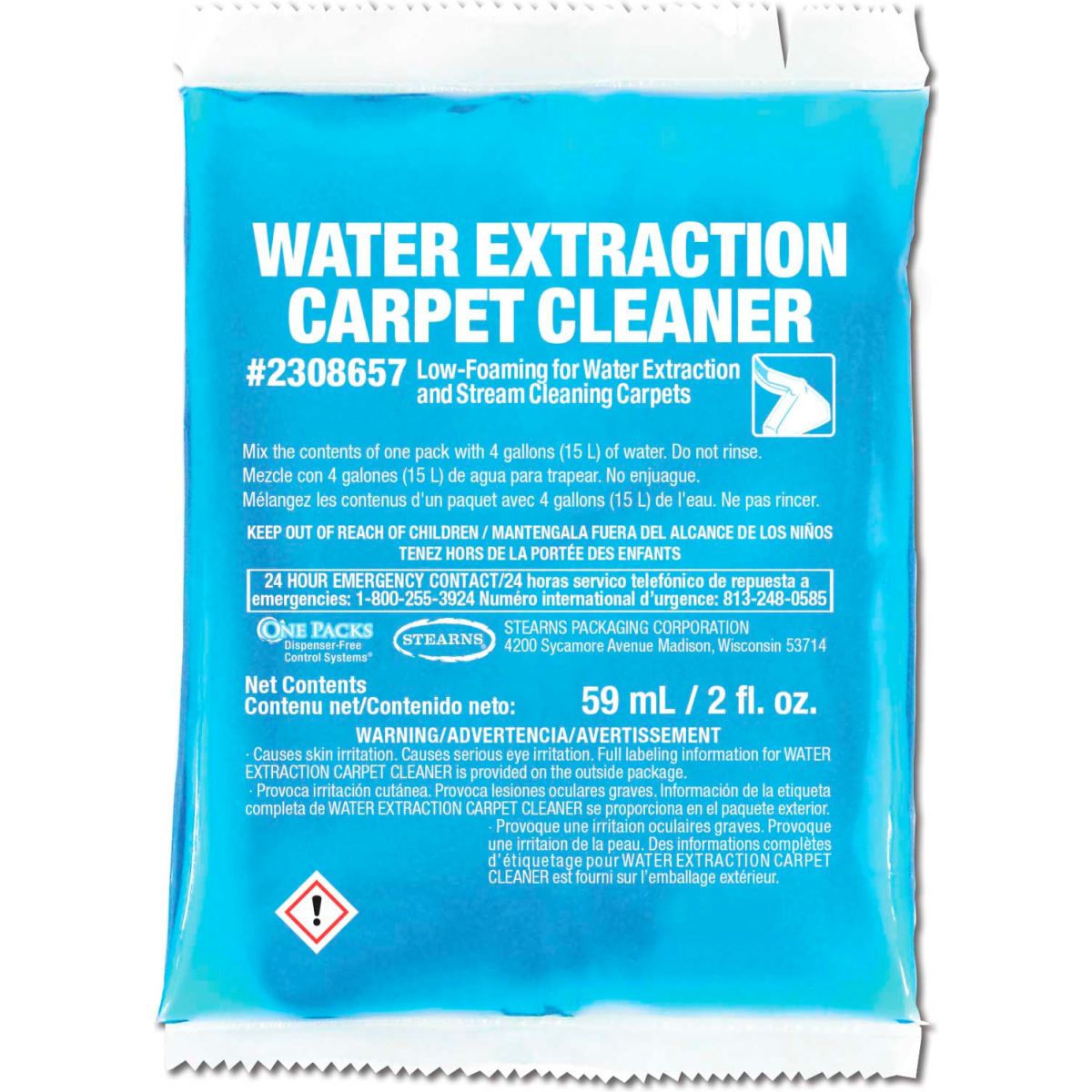 2 oz Water Extraction Carpet Cleaner - 72 Packs per Case
